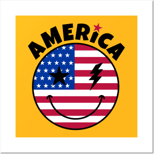 America Smiley Face Posters and Art